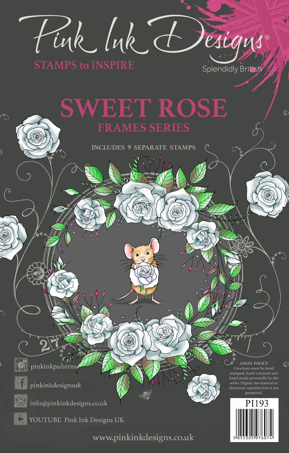 Pink Ink Designs Sweet Rose Set de tampons transparents 6 po x 8 po
