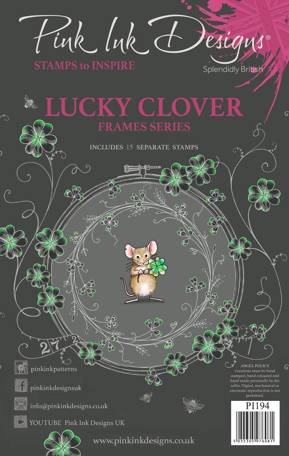 Pink Ink Designs Lucky Clover Tampons transparents 6 po x 8 po