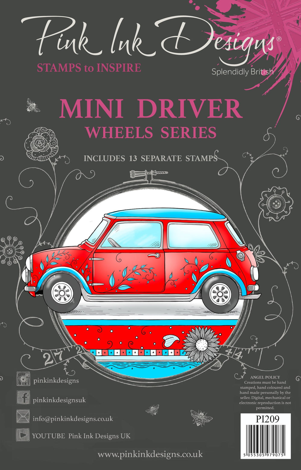 Ensemble de tampons transparents Pink Ink Designs Mini Driver 6 po x 8 po