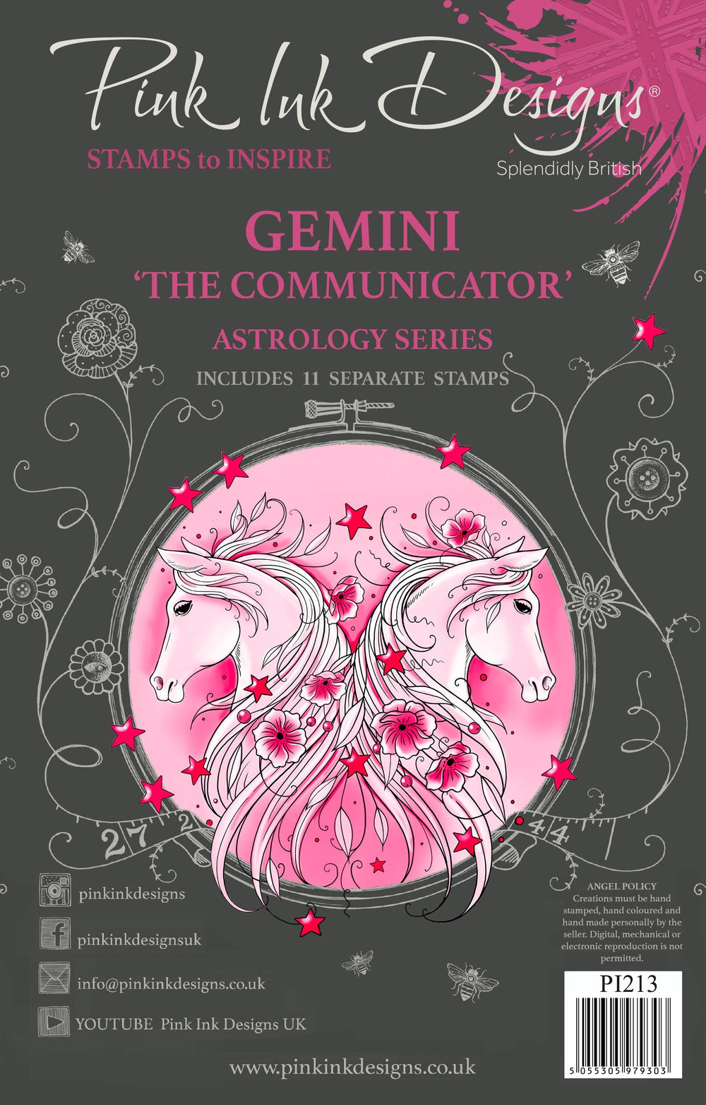 Pink Ink Designs Gemini, lot de tampons transparents, 15,2 x 20,3 cm