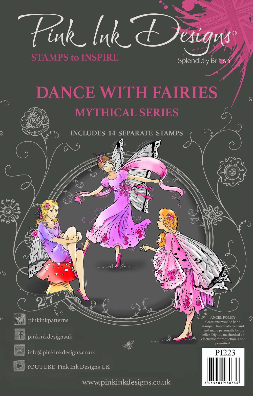 Pink Ink Designs Dance With Fairies 6 in x 8 in Clear Stamp Set — Ecstasy Crafts