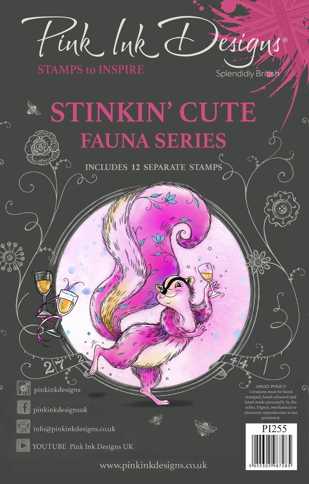 Tampons transparents Pink Ink Designs Stinkin' Cute 6 po x 8 po