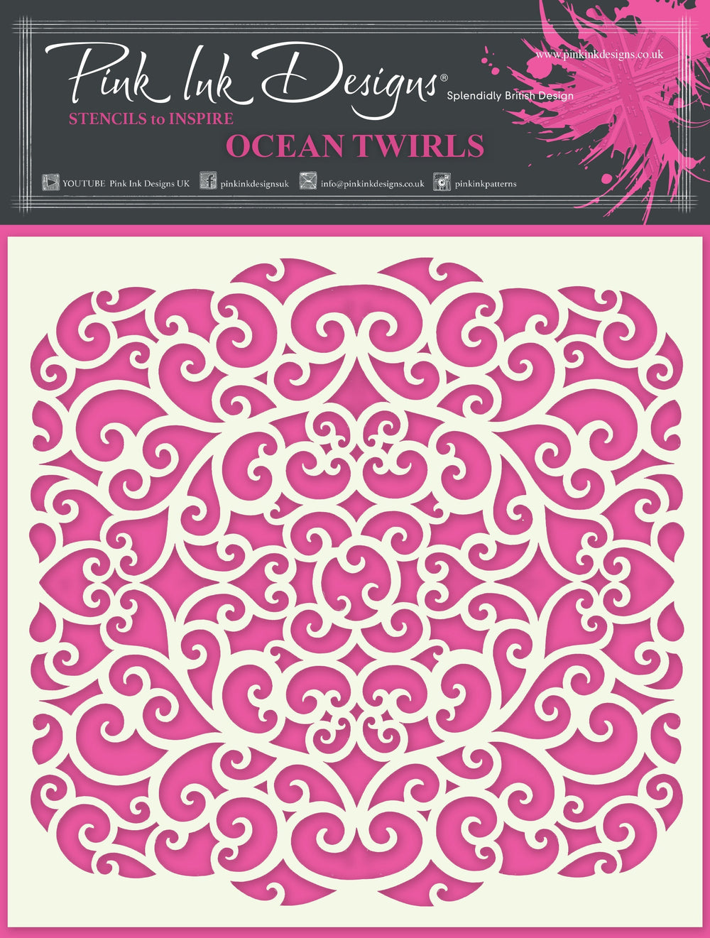Pink Ink Designs Pochoir Ocean Twirls 17,78 cm x 17,78 cm