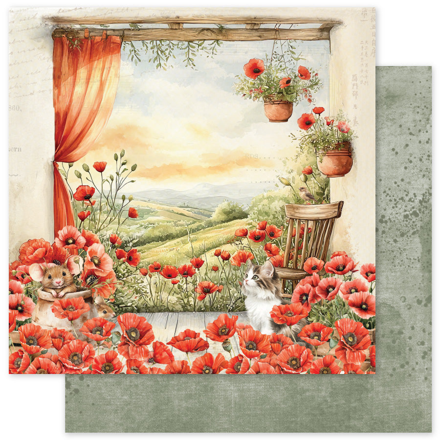 Poppy Garden F 12 x 12 Paper (12 pc Bulk Pack) 34638 — Ecstasy Crafts