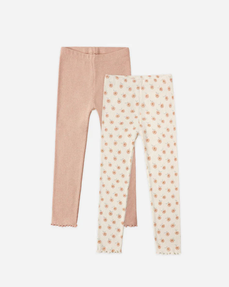 Ensemble de leggings côtelés | Naturel & Melon | Rylee & Cru