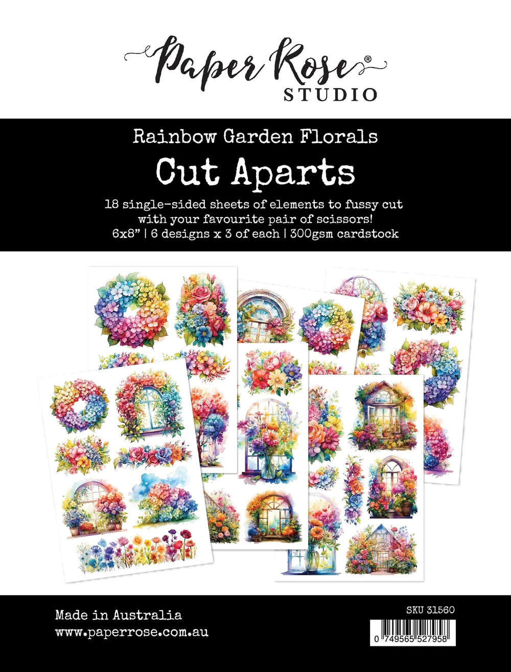 Ensemble de papier "Rainbow Garden Florals" à découper 31560