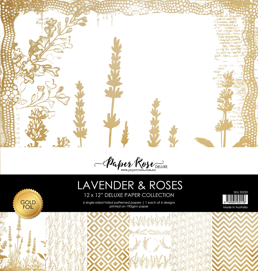 Lavande et roses - Collection de papiers dorés 30x30 cm 32220