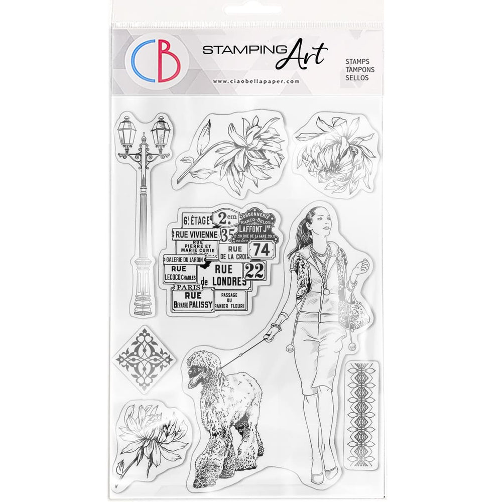 Ciao Bella Clear Stamp Set 6"x8" Walk In Paris — Ecstasy Crafts