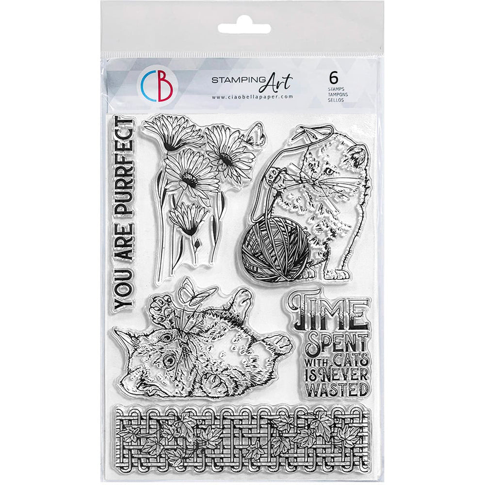 Ciao Bella Clear Stamp Set 6"x8" Cats Playing — Ecstasy Crafts