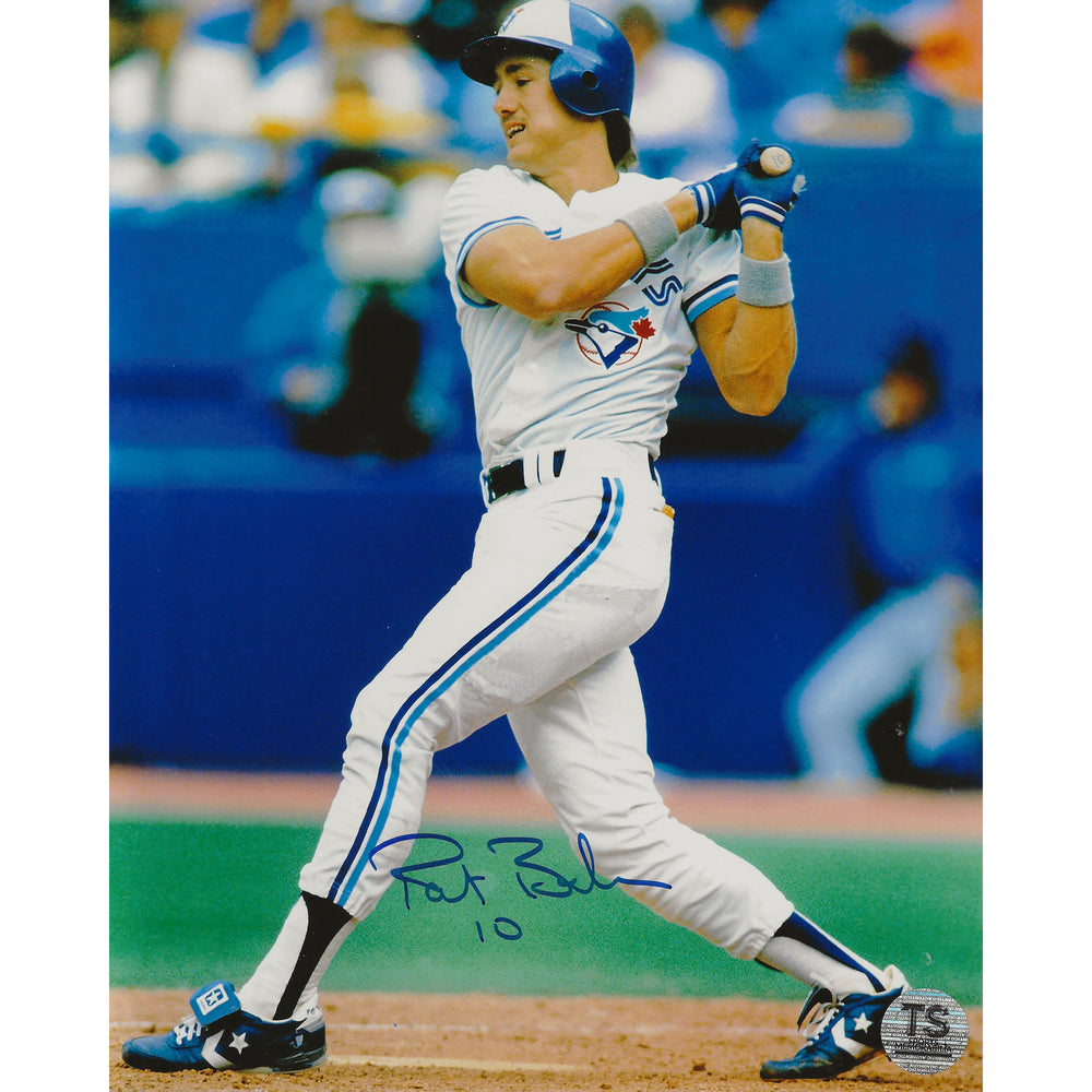 Pat Borders Photo 8x10 dédicacée - Toronto Blue Jays - En action