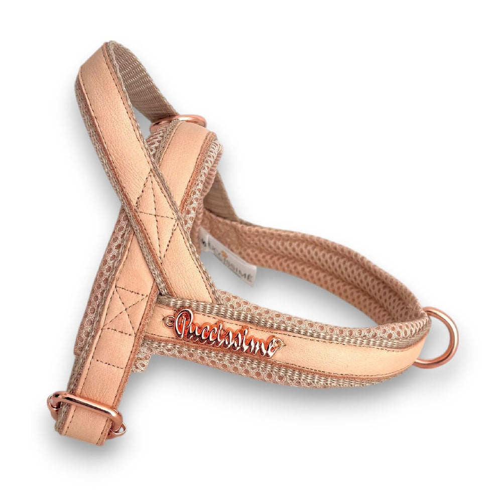 Peach real Leather One-Click Dog Harness
