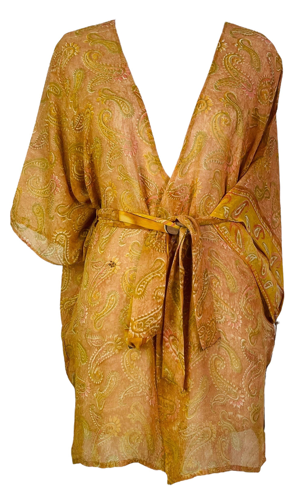 Veste PRC7488 Avatar en pure soie à manches kimono avec ceinture