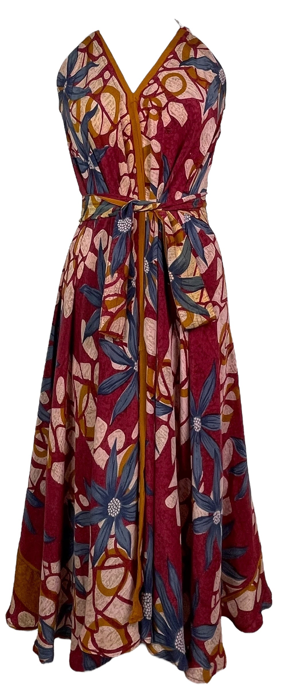 PRC7690 Robe Longue en Soie Pure Avatar avec Ceinture