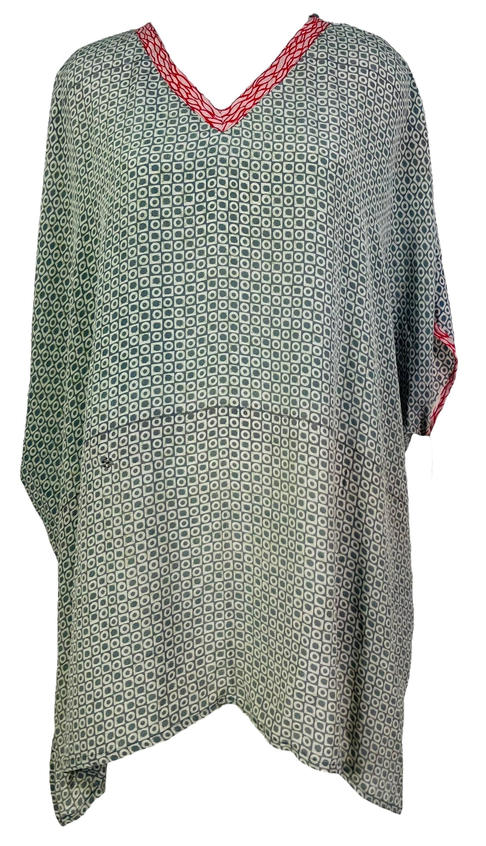 PRC7467 Kaftan tunique courte en pure soie Avatar avec fentes