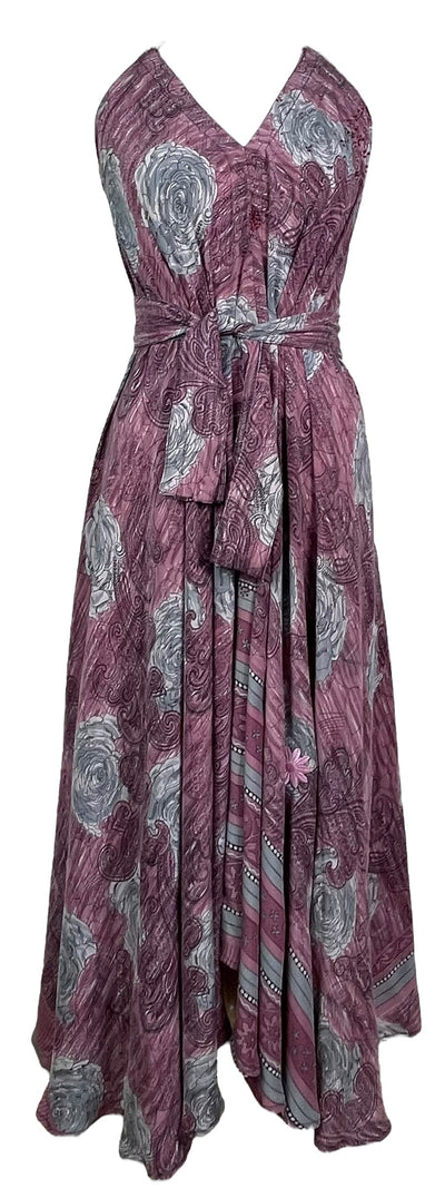 PRC7760 Robe longue en pure soie Avatar avec ceinture