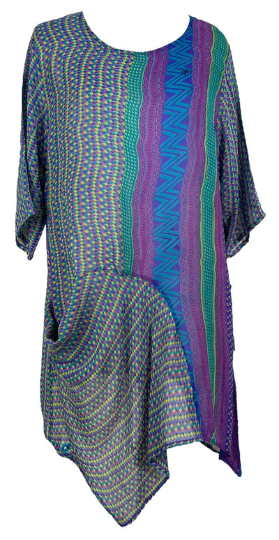 PRG6813 Tunique en pure soie Avatar à poches intégrées et voile transparent