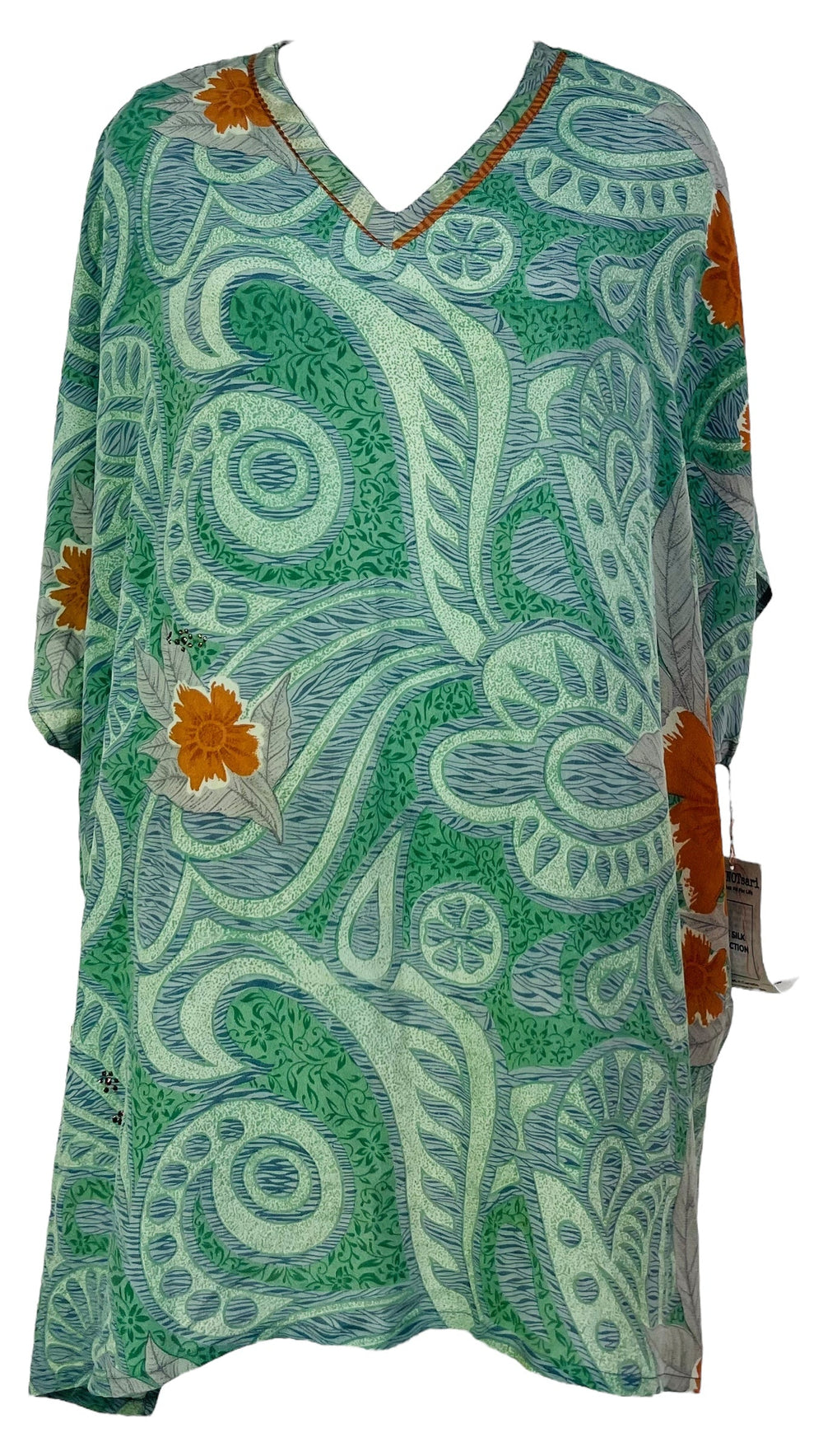 PRC7473 Avatar Pure Silk Short Kaftan Tunic with Slits