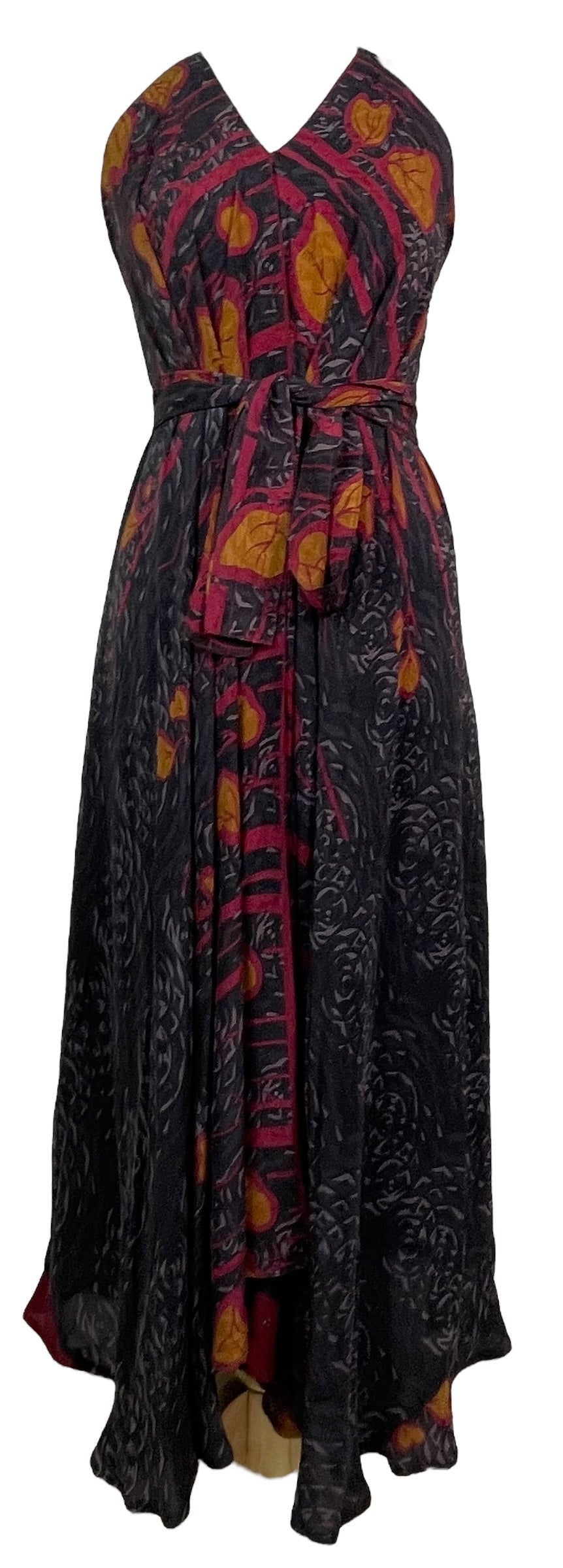 PRC7669 Robe longue Avatar en pure soie avec ceinture