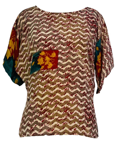 PRC6862 Avatar Pure Silk Side Slit Top