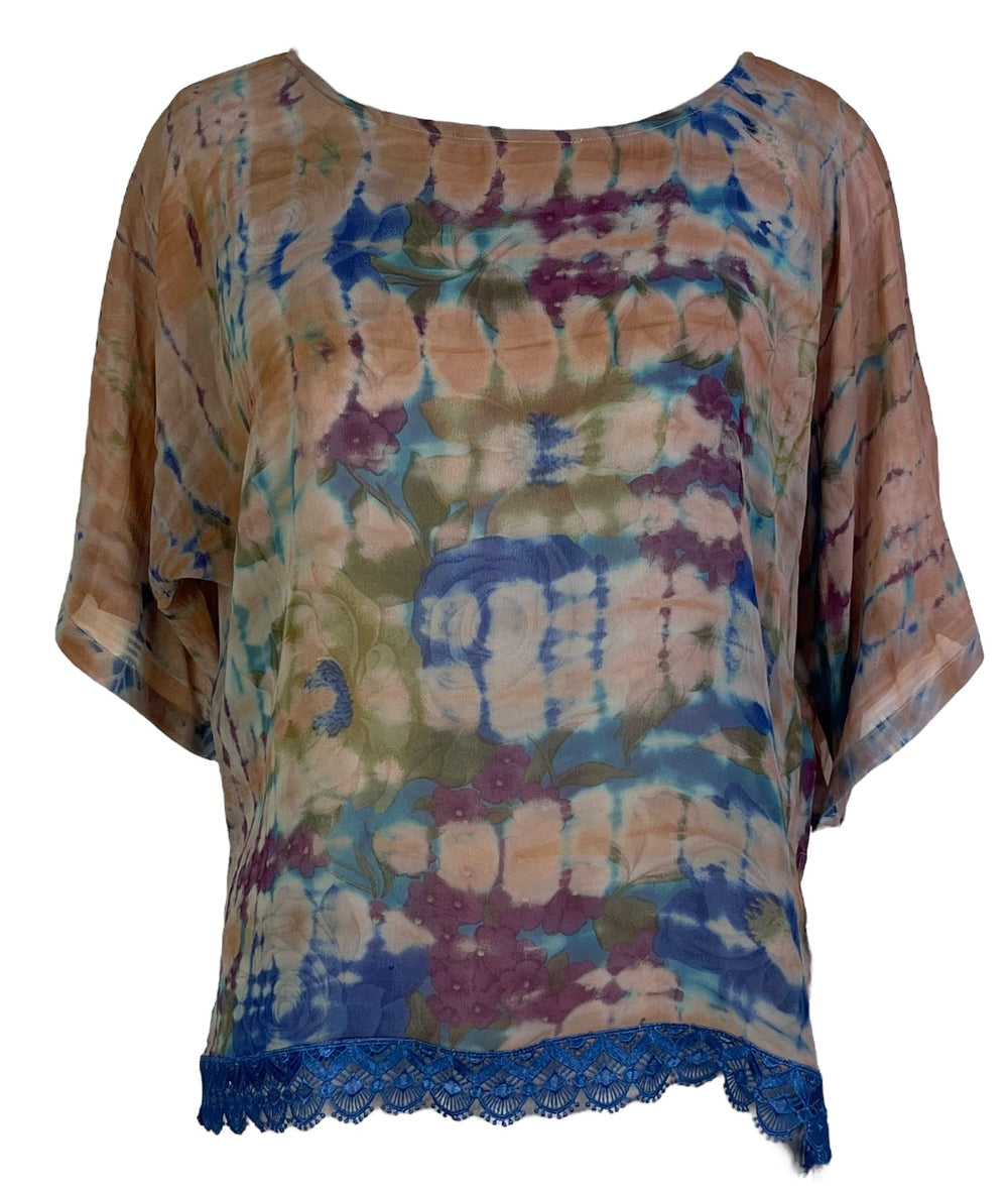 PRG6842 Sheer Avatar Pure Silk Side Slit Top