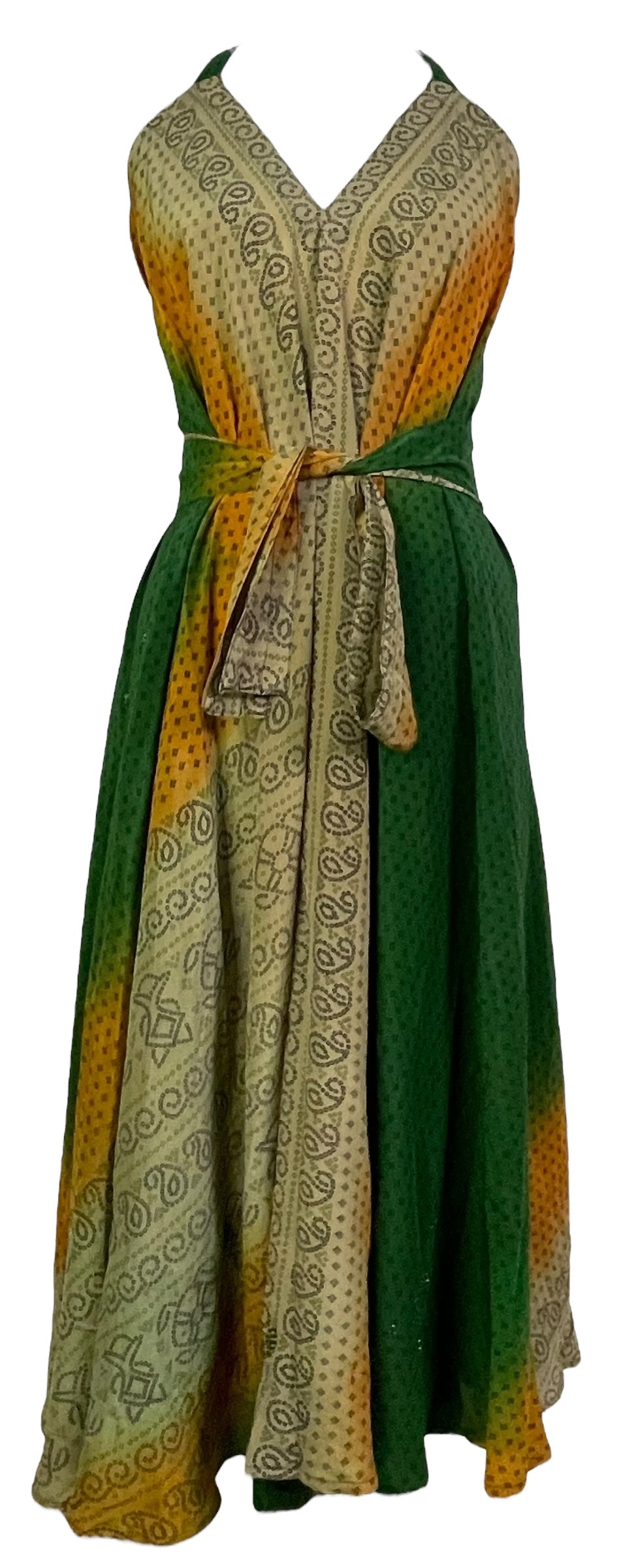PRC7667 Robe longue en pure soie Avatar avec ceinture