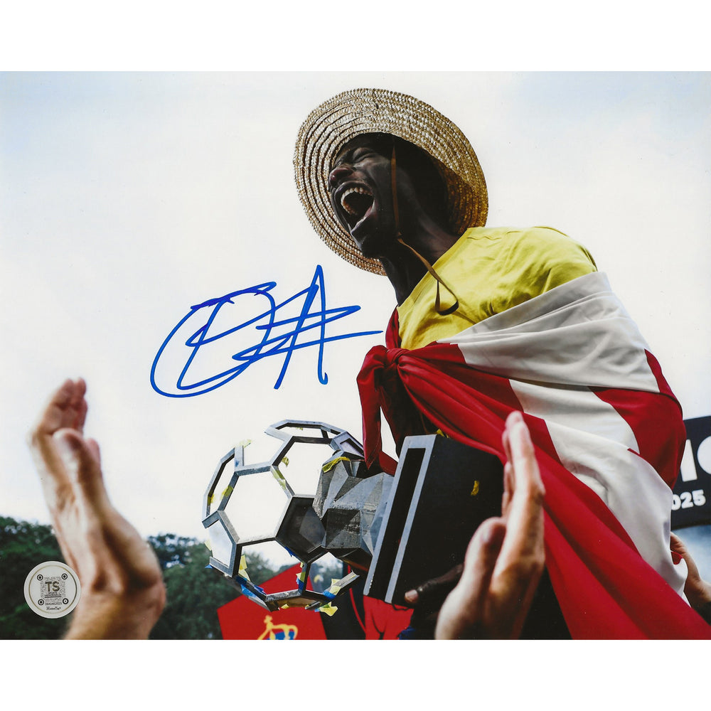 Photo 8x10 de la célébration du titre de champion de l'Union Saint-Gilloise, autographiée par Promise David