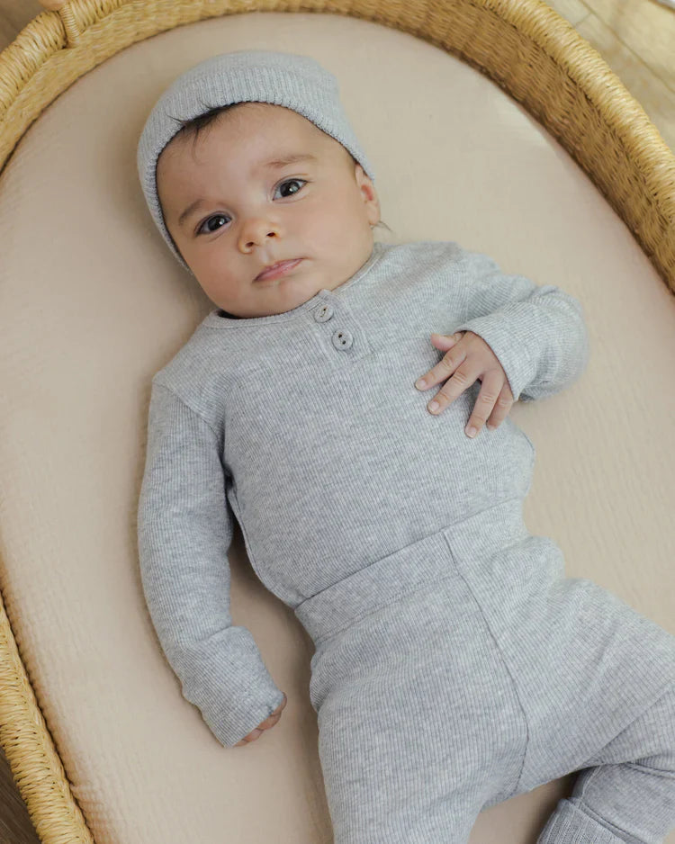 Ensemble Haut à Côtes + Jambières | Bleu Poussiéreux | Quincy Mae
