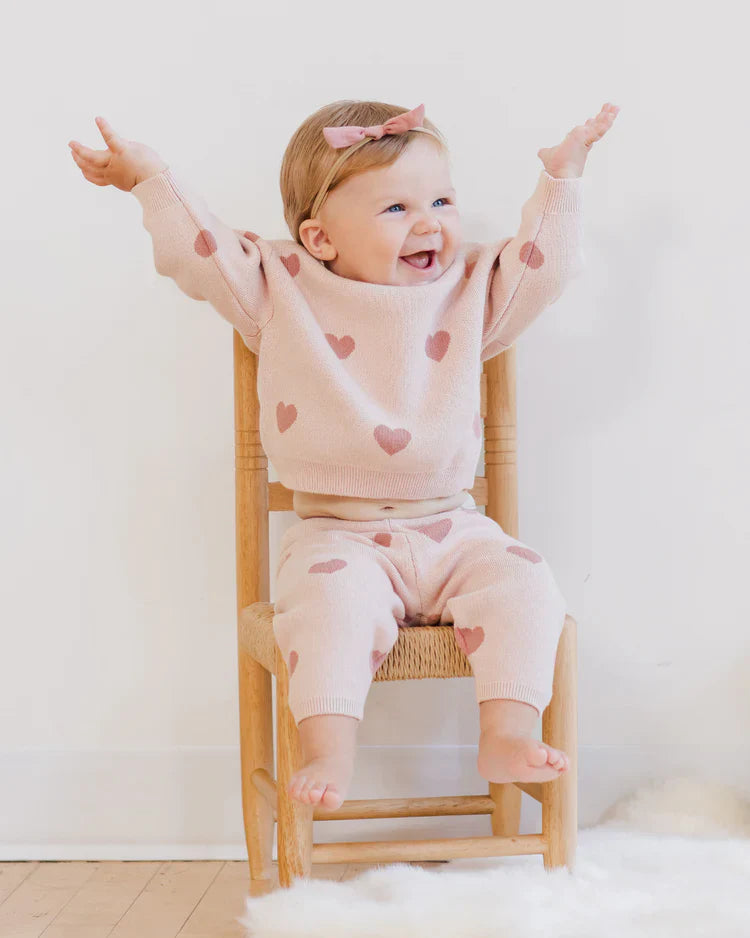 Ensemble Chandail et Pantalon Tricotés Cœur | Quincy Mae | Bubblegum