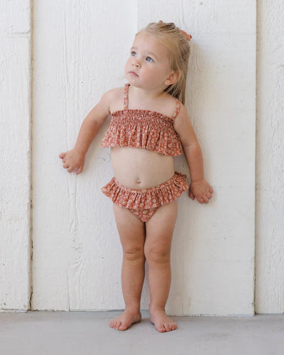 Bikini à volants smocké | Fleur de coquelicot | Quincy Mae