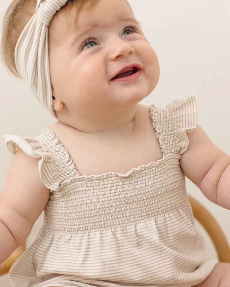 Knotted Headband | Oat Micro Stripe | Quincy Mae