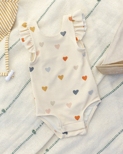 Maillot de bain une pièce dos nageur | Cœurs confettis | Quincy Mae