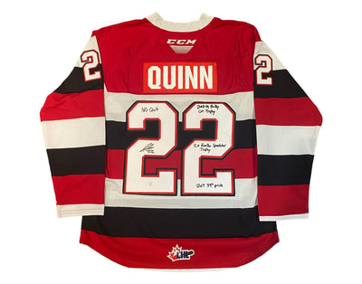 Jack Quinn Autographed Ottawa 67's Home CCM Replica Jersey Multi-Inscribed