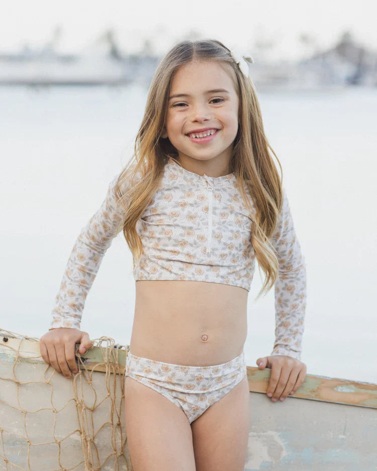 Ensemble de rashguard court | Fleur jaune | Rylee & Cru