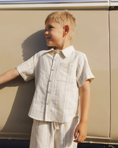 Chemise à manches courtes et col | Rayures marines | Rylee & Cru