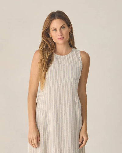 Robe Mi-longue Indi pour femme | Rayures nautiques | Rylee & Cru