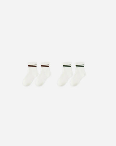 Stripe Socks, Set of 2 | Brown + Green  Stripe | Rylee & Cru