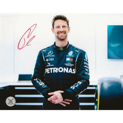 Photo dédicacée de Romain Grosjean – Formule 1 Mercedes Petronas 20x25 cm