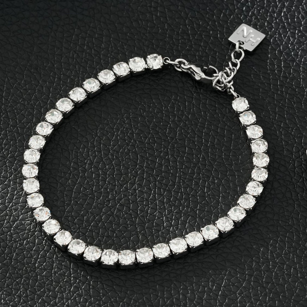 RITMO Or Blanc (Ton Argenté) : Bracelet Tennis Classique – Élégance Intemporelle pour Toutes les Occasions