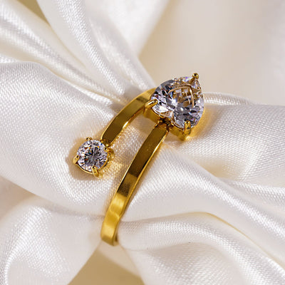 RIZALINA : Bague Classique avec Zirconia en Forme de Cœur et Rond