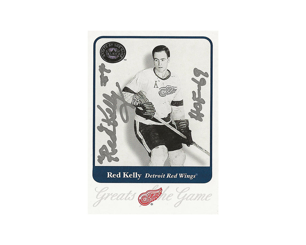 Carte de hockey autographe Red Kelly 2001 Fleer Greats of the Game #78 avec l'inscription « HOF-69 »