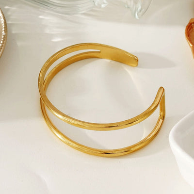 ROSARA Or : Bracelet à Double Bande Minimaliste-Chic