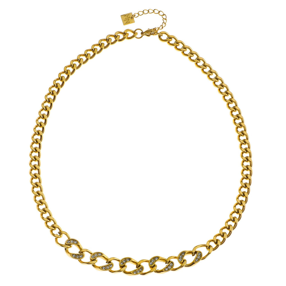 Collier audacieux ROUEN à maillons cubains sertis de zirconiums
