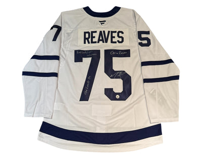 Maillot Premium Fanatics Blanc Extérieur des Toronto Maple Leafs dédicacé par Ryan Reaves avec de multiples inscriptions