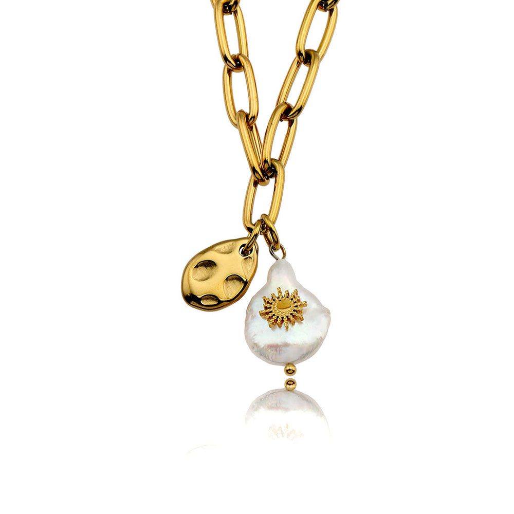 Collier RYANN à maillons avec duo de mini pendentifs.