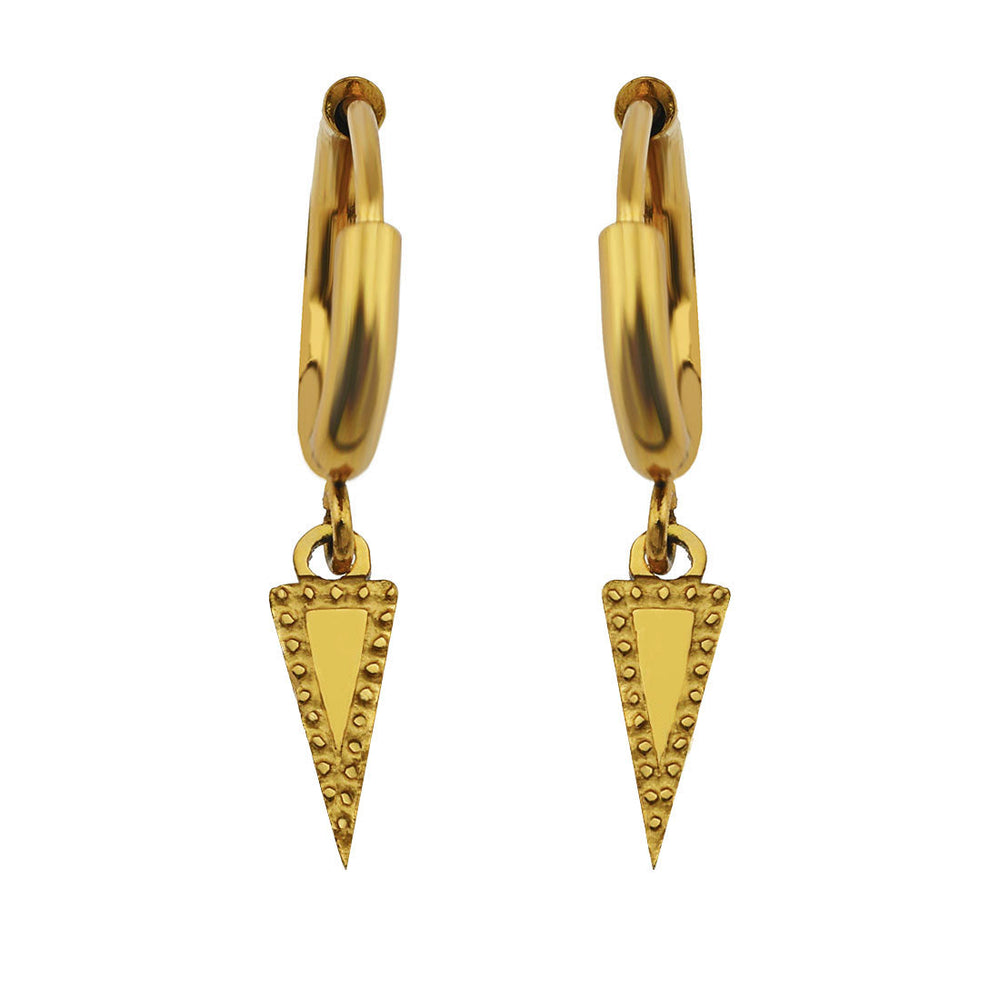 RYLEE Or : Boucles d'oreilles créoles d'inspiration vintage avec breloque triangle