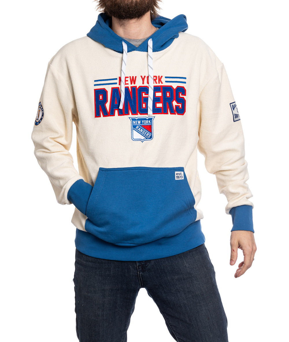 Chandail à capuchon unisexe New York Rangers LNH en tissu éponge inversé, style rétro de qualité supérieure