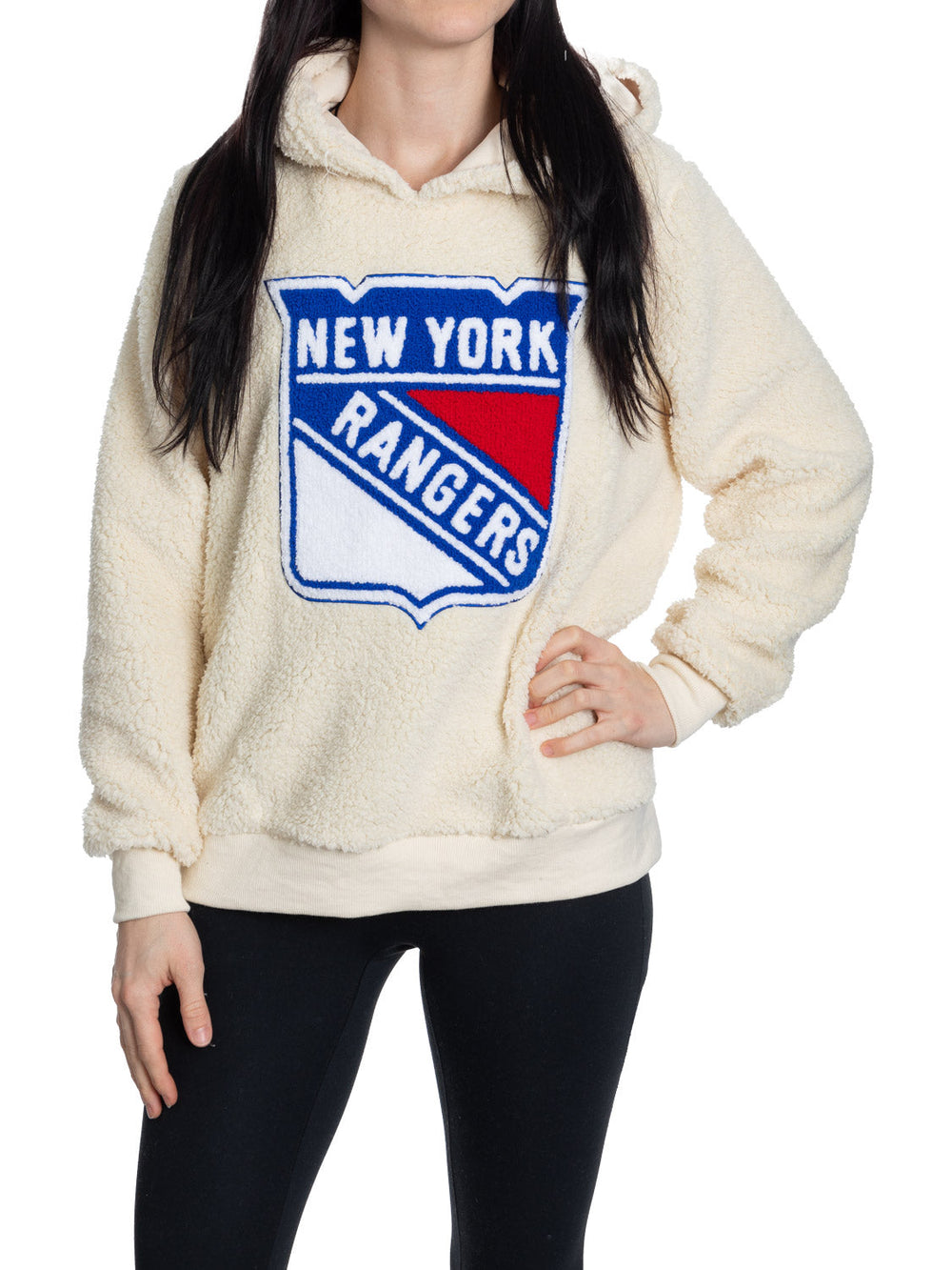 Hoodie Sherpa Femme New York Rangers avec Logo Premium en Chenille