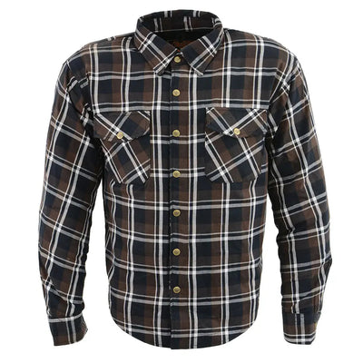Chemise Bûcheron Marron à Carreaux Blindée pour Homme Milwaukee Leather avec Fibres Renforcées
