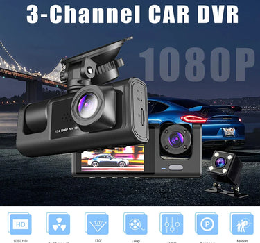 3 Channel Dash Cam for Car Front And Rear Camera 1080P Video Recorder Dashcam Black Box Car DVR Rear View Camera car accessory