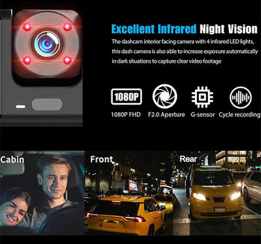3 Channel Dash Cam for Car Front And Rear Camera 1080P Video Recorder Dashcam Black Box Car DVR Rear View Camera car accessory